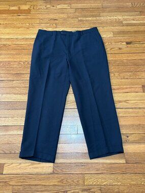 Hart Schaffner Marx Mens Dress Pants Sz 40x28 Navy Blue Wool Flat Front Trousers